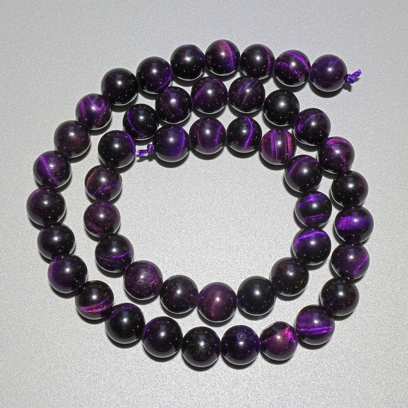 Purple Cat's Eye Beads, natural stone smooth round, diameter 8.5mm+-, length 38cm+- on thread