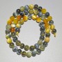 Yellow-Grey Cat's Eye Beads, Natural Stone, Smooth Round, Diameter 6.5mm+/-, Length 38cm+/- on a Thread
