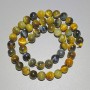 Yellow-Grey Cat's Eye Beads, Natural Stone, Smooth Round, Diameter 8mm+/-, Length 39cm+/- on a Thread