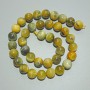 Yellow-Grey Cat's Eye Beads, Natural Stone, Smooth Round, Diameter 10.5mm+/-, Length 39cm+/- on a Thread