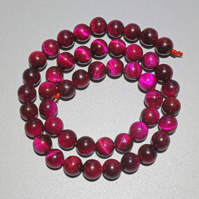 Raspberry Cat's Eye Beads Natural Stone Smooth Round, Diameter 8mm+-, Length 37cm+- on a Strand