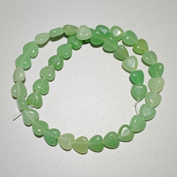 Beads Jade natural stone heart, diameter 10x10x5mm+/-, length 37cm+/- on fishing line
