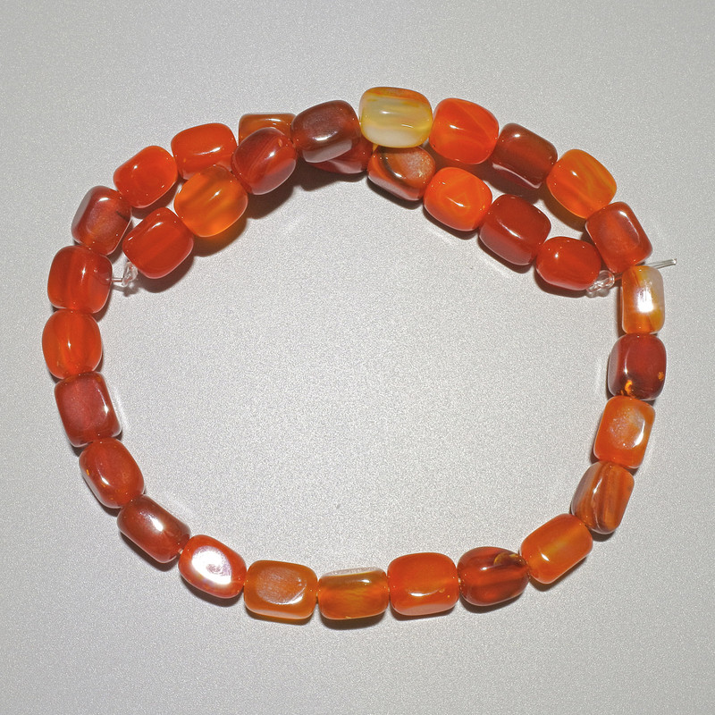 Beads Agate Orange natural stone bar, diameter 9x12mm+/-, length 38cm+/- on fishing line