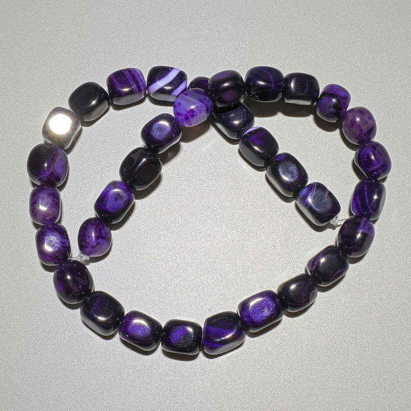 Beads Agate Purple natural stone bar, diameter 9x12mm+/-, length 38cm+/- on fishing line