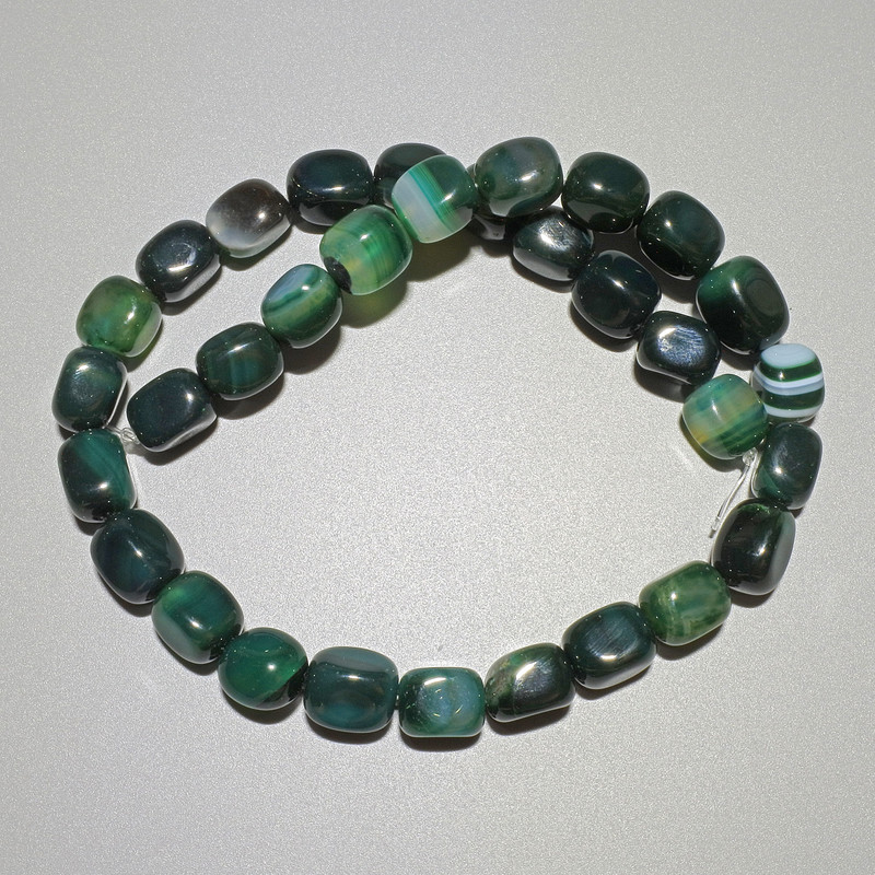 Green Agate Beads Natural Stone Bar, diameter 9x12mm+-, length 38cm+- on nylon thread