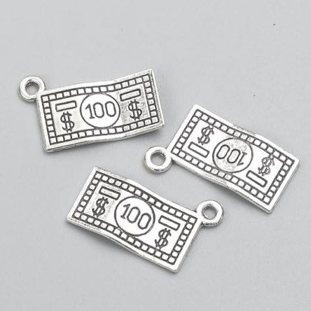 Jewellery Finding Pendant "Money" 7x13mm, Pack of 25pcs+/-, 20g
