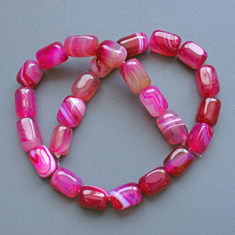 Raspberry Agate Natural Stone Bar Beads, Diameter 11x15mm+/-, Length 38cm+/- on Fishing Line