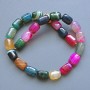Multicolour Agate Natural Stone Bar Beads, Diameter 11x15mm+/-, Length 38cm+/- on Fishing Line