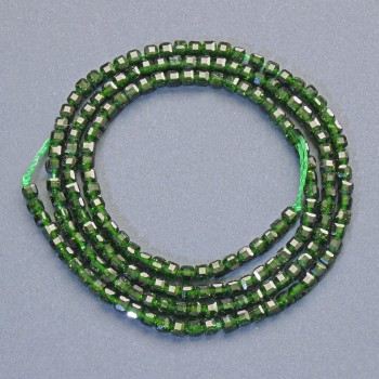 Beads Green Aventurine (synthetic) faceted cube, diameter 2mm+-, length 38cm+- on a thread