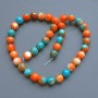Beads "Variscite" (synthetic acrylic) orange, blue and white smooth round bead, diameter 8.5mm+/-, length 40cm +/- on fishing line