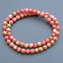 Beads "Variscite" (synthetic acrylic) pink, white and green smooth round bead, diameter 6.5mm+/-, length 40cm +/- on fishing line
