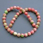 Beads "Variscite" (synthetic acrylic) pink, white and green smooth round bead, diameter 8.5mm+/-, length 40cm +/- on fishing line