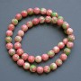 Beads "Variscite" (synthetic acrylic) pink, white and green smooth round bead, diameter 10mm+/-, length 40cm +/- on fishing line
