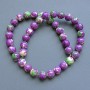 Beads "Variscite" (synthetic acrylic) purple, white and green smooth round bead, diameter 10.5mm+/-, length 40cm +/- on fishing line