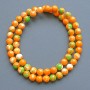 Beads "Variscite" (synthetic acrylic) green, orange and white smooth round bead, diameter 7mm+/-, length 40cm +/- on fishing line