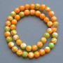 Beads "Variscite" (synthetic acrylic) green, orange and white smooth round bead, diameter 8.5mm+/-, length 39cm +/- on fishing line
