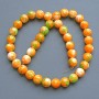 Beads "Variscite" (synthetic acrylic) green, orange and white smooth round bead, diameter 10mm+/-, length 39cm +/- on fishing line