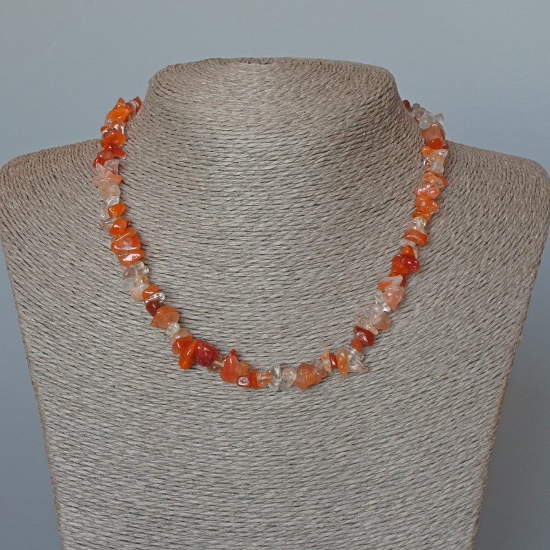 Carnelian Necklace, Natural Stone Chips, Diameter 8x4mm+-, Length 44cm+