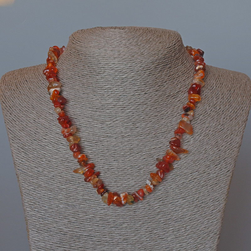 Carnelian Necklace, Natural Stone Chips, Diameter 8x4mm+-, Length 47cm+
