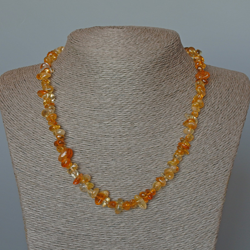 Citrine Necklace, Natural Tumbled Stone, Diameter 8x4mm+-, Length 48cm+