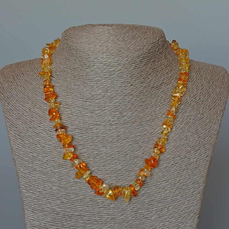 Citrine Necklace, Natural Stone Chips, Diameter 8x4mm+-, Length 49cm+