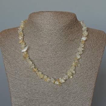 Citrine & Rock Crystal Necklace, Natural Stone Chips, Diameter 8x4mm+-, Length 47cm+