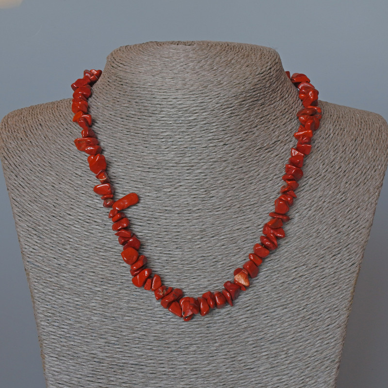 Red Jasper Necklace, Natural Stone Chips, Diameter 8x3mm+-, Length 46cm+