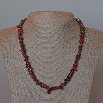 Garnet Brown Natural Stone Necklace, tumbled, diameter 7x3mm+/-, length 48cm+