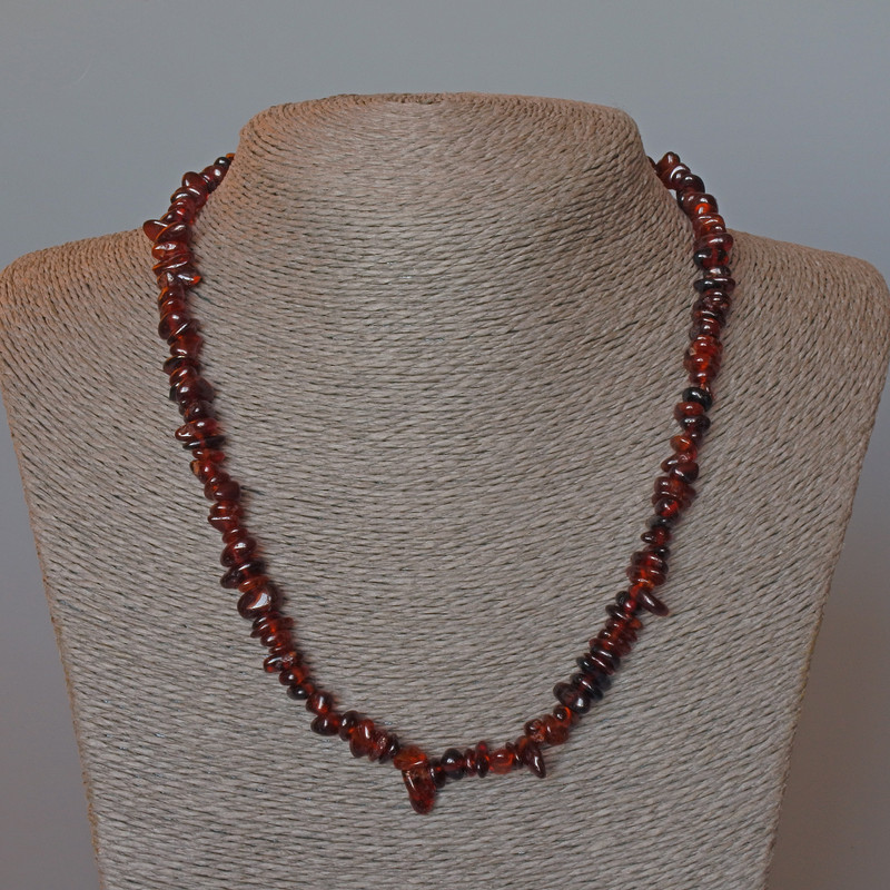 Garnet Brown Natural Stone Necklace, tumbled, diameter 7x3mm+/-, length 48cm+