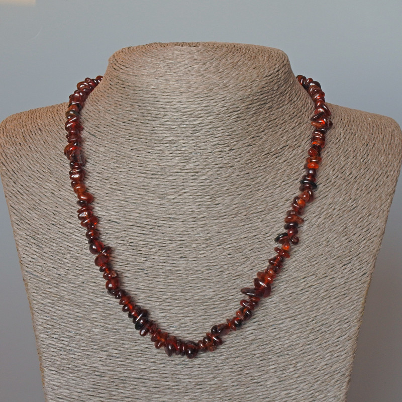 Garnet Brown Natural Stone Necklace, tumbled, diameter 7x3mm+/-, length 48cm+
