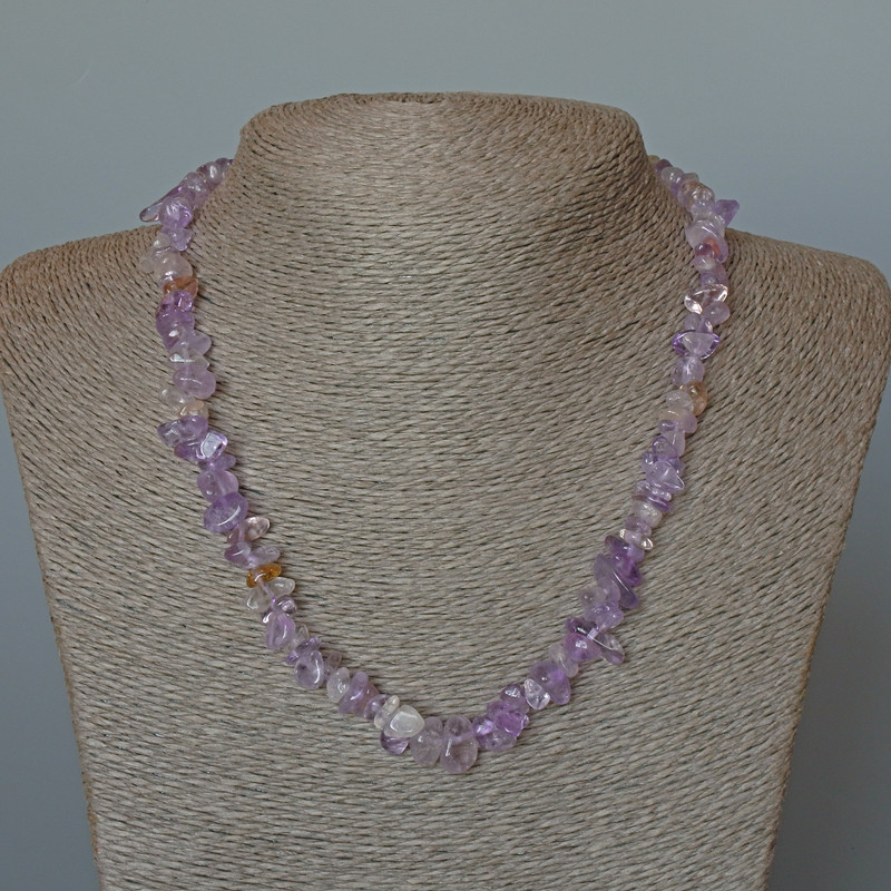 Amethyst Necklace, natural stone chips, diameter 9x4mm+/-, length 47cm+
