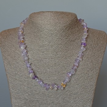 Ametrine Necklace, natural stone chips, diameter 8x3mm+/-, length 48cm+