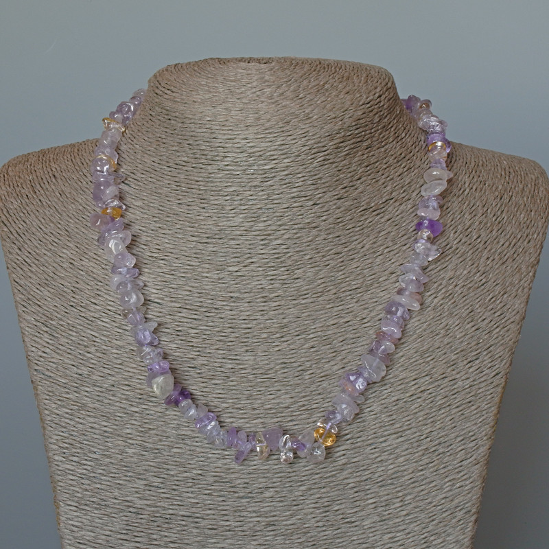 Ametrine Necklace, natural stone chips, diameter 8x3mm+/-, length 48cm+