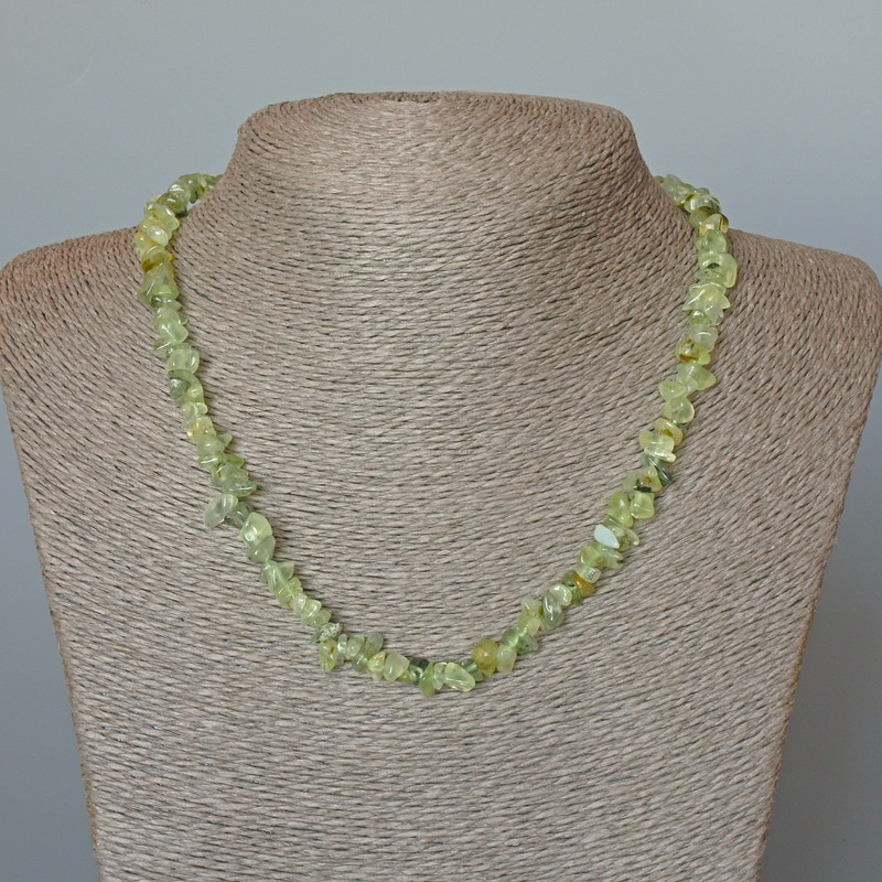 Prehnite Necklace Natural Stone Chips, Diameter 8x4mm+/-, Length 48cm+