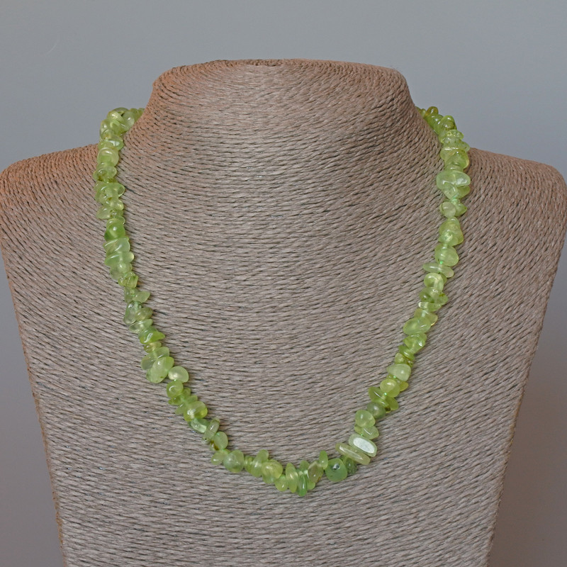 Prehnite Necklace Natural Stone Chips, Diameter 8x4mm+/-, Length 48cm+