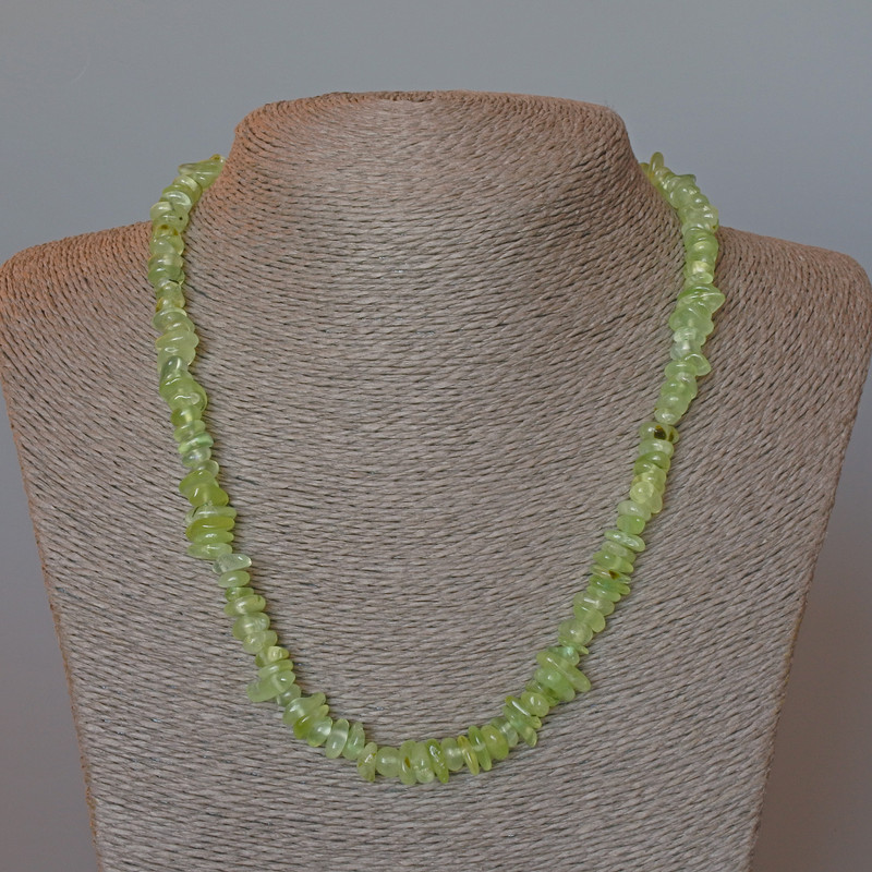 Prehnite Necklace Natural Stone Tumbled, Diameter 8x3mm+/-, Length 48cm+
