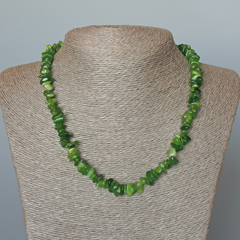 Jadeite Necklace Natural Stone Chips, Diameter 10x4mm+/-, Length 47cm+