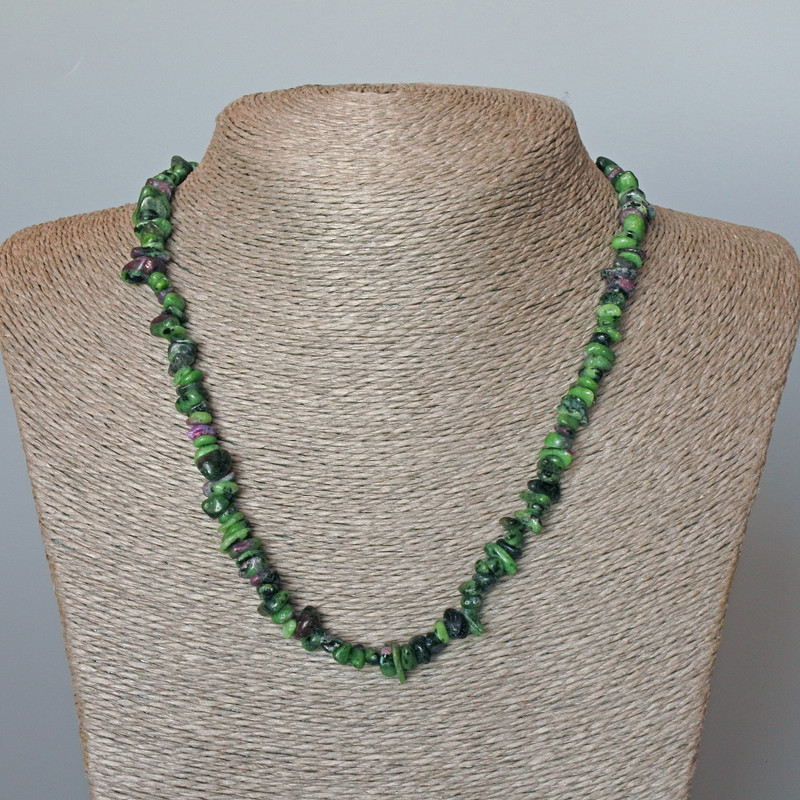 Zoisite Necklace Natural Stone Chips, Diameter 7x3mm+/-, Length 47cm+