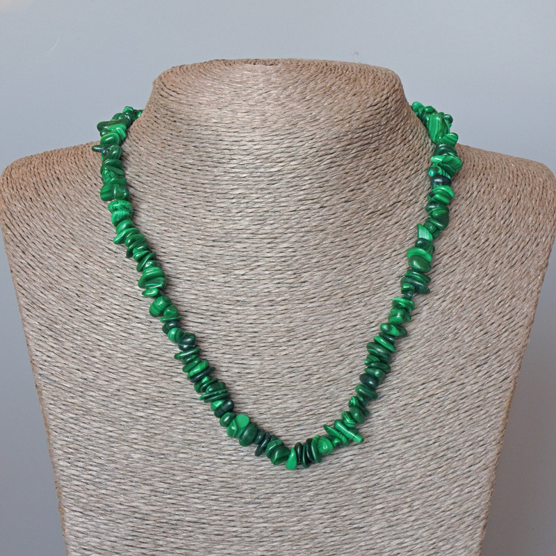 Malachite Necklace Natural Stone Chips, Diameter 8x3mm+/-, Length 48cm+