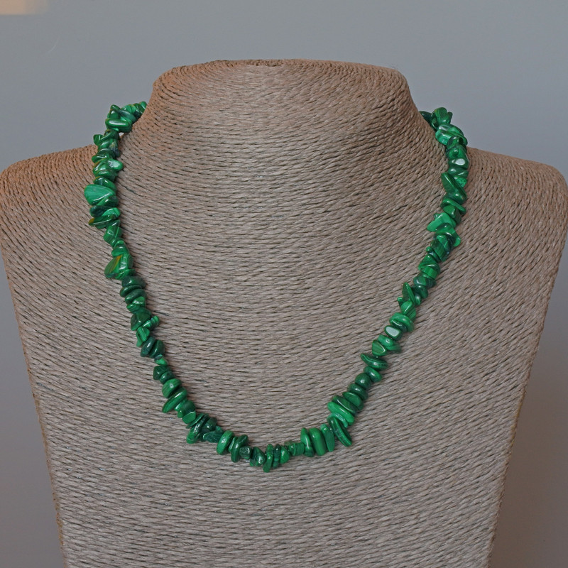 Malachite Necklace Natural Stone Chips, Diameter 8x3mm+/-, Length 48cm+