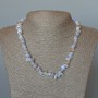 Blue Agate Necklace (Blue Chalcedony, Saphirine) Natural Stone Chips, Diameter 8x3mm+/-, Length 47cm+