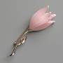 Tulip Brooch Pink Enamel, Silver-tone Metal 24x72mm