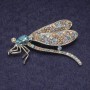 Dragonfly Brooch Pendant, Blue Crystal, Multicoloured Rhinestones, Silver-Tone Metal, 55×35mm