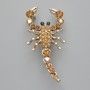 Scorpion Brooch Pendant, Yellow & Chameleon Rhinestones, Gold-Tone Metal, 28x54mm
