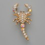 Scorpion Brooch Pendant, White & Chameleon Rhinestones, Gold-Tone Metal, 28x54mm