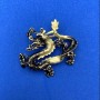 Dragon Brooch Pendant, Brown and White Enamel, Silver-Tone Metal 47x41mm