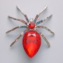 Spider Brooch Pendant, Red Crystal, Multicoloured Rhinestones, Silver-tone Metal 56x64mm