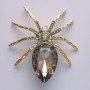 Spider Brooch Pendant, Grey Crystal, Grey Rhinestones, Gold-tone Metal 56x64mm