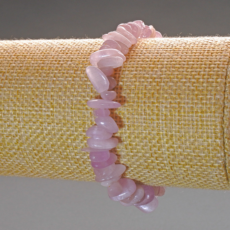 Kunzite Bracelet, natural stone chip, diameter 8x4mm+-, length 18cm (stretch)