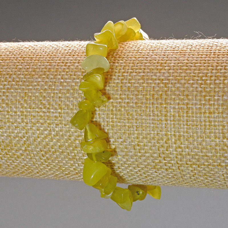 Yellow Jadeite Bracelet Chips, Diameter 10x4mm+/-, Length 18cm (Stretch)